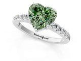 White gold Fancy Green Heart Cut Solitaire Diamond Engagement Ring with Pavé Band and Six-Prong Setting_13
