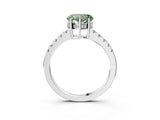 White gold Fancy Green Heart Cut Solitaire Diamond Engagement Ring with Pavé Band and Six-Prong Setting_15