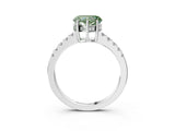 White gold Fancy Green Heart Cut Solitaire Diamond Engagement Ring with Pavé Band and Six-Prong Setting_27