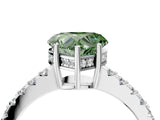 White gold Fancy Green Heart Cut Solitaire Diamond Engagement Ring with Pavé Band and Six-Prong Setting_28
