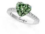 White gold Fancy Green Heart  Cut Solitaire Diamond Engagement Ring with Pave Band and Four-Prong Setting_1