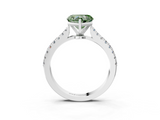 White gold Fancy Green Heart  Cut Solitaire Diamond Engagement Ring with Pave Band and Four-Prong Setting_3