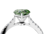 White gold Fancy Green Heart  Cut Solitaire Diamond Engagement Ring with Pave Band and Four-Prong Setting_4