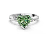 White gold Fancy Green Heart Cut Solitaire Diamond Engagement Ring with Twisted Pave Band and Four-Prong Setting_19