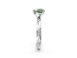 White gold Fancy Green Heart Cut Solitaire Diamond Engagement Ring with Twisted Pave Band and Four-Prong Setting_21