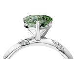 White gold Fancy Green Heart Cut Solitaire Diamond Engagement Ring with Twisted Pave Band and Four-Prong Setting_23