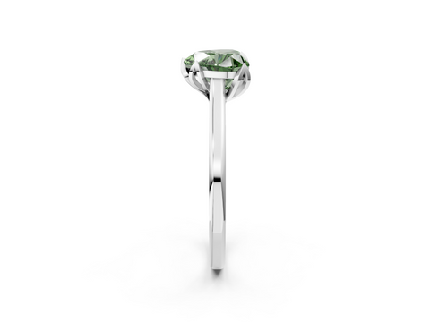 White gold Fancy Green Heart  Cut Solitaire Diamond Ring with Flower-Prong Setting and Classic Band_2