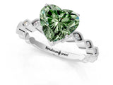 White gold Fancy Green Heart Cut Solitaire Diamond Ring with Infinity Twist Band and Four-Prong Setting_1