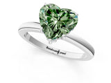 White gold Fancy Green Heart Cut Solitaire Diamond Ring with Prong Setting and Plain Band_13