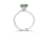 White gold Fancy Green Heart Cut Solitaire Diamond Ring with Prong Setting and Plain Band_15