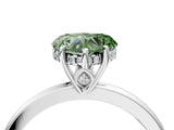 White gold Fancy Green Heart Cut Solitaire Diamond Ring with Prong Setting and Plain Band_16