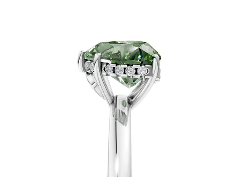 White gold Fancy Green Heart Cut Solitaire Diamond Ring with Prong Setting and Plain Band_17