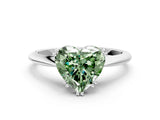 White gold Fancy Green Heart Cut Solitaire Diamond Ring with Six-Prong Setting and Classic Band_156