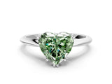 White gold Fancy Green Heart Cut Solitaire Diamond Ring with Six-Prong Setting and Classic Band_25