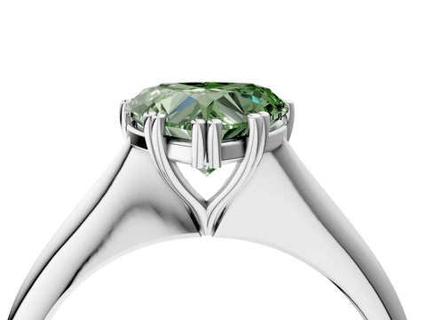 White gold Fancy Green Heart Cut Solitaire Diamond Ring with Six-Prong Setting and Classic Band_4