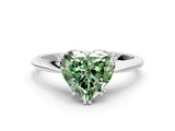White gold Fancy Green Heart Cut Solitaire Diamond Ring with Six-Prong Setting and Classic Band_57