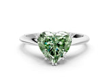 White gold Fancy Green Heart Cut Solitaire Diamond Ring with Six-Prong Setting and Classic Band_67