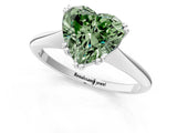 White gold Fancy Green Heart Cut Solitaire Diamond Ring with Six-Prong Setting and Classic Band_70