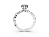 White gold Fancy Green Heart  Cut Solitaire Diamond Twisted Band with Pave Setting_3