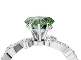White gold Fancy Green Heart  Cut Solitaire Diamond Twisted Band with Pave Setting_4