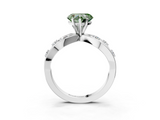 White gold Fancy Green Heart  Cut Solitaire Diamond with Side Stones on Criss-Cross Band and Four-Prong Setting_3