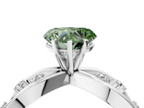 White gold Fancy Green Heart  Cut Solitaire Diamond with Side Stones on Criss-Cross Band and Four-Prong Setting_4