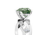 White gold Fancy Green Heart  Cut Solitaire Diamond with Side Stones on Criss-Cross Band and Four-Prong Setting_5