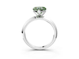 White gold Fancy Green Heart  Cut Solitaire Engagement Ring with Flat Band and Four-Prong Setting 3
