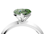 White gold Fancy Green Heart  Cut Solitaire Engagement Ring with Flat Band and Four-Prong Setting 4