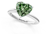White gold Fancy Green Heart  Cut Solitaire Engagement Ring with Four-Prong Setting and Classic Band_1
