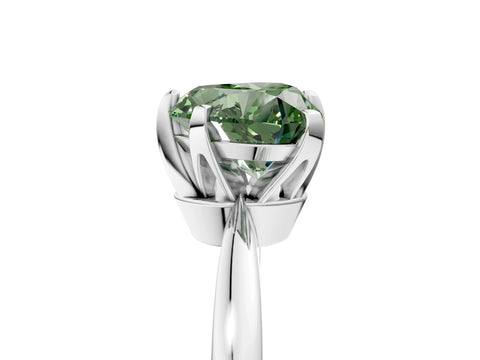White gold Fancy Green Heart Cut Solitaire Engagement Ring with Six-Prong Setting and Tapered Band_5