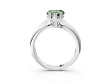 White gold Fancy Green Heart  Cut Solitaire Engagement Ring with Tapered Band and Four-Prong Setting 4