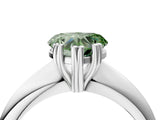 White gold Fancy Green Heart  Cut Solitaire Engagement Ring with Tapered Band and Four-Prong Setting 5