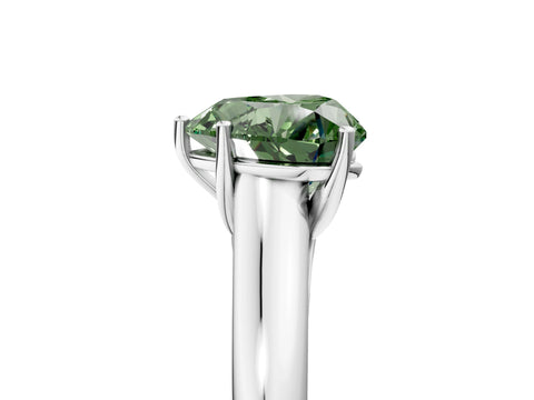White gold Fancy Green Heart Cut Solitaire Engagement Ring with Tapered Band and Four-Prong Setting_8