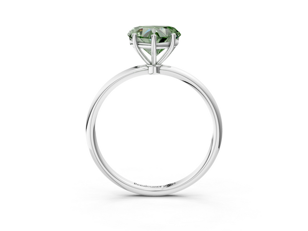 Platinum Fancy Green Heart  Cut Solitaire Engagement Ring with Thin Band and Four-Prong Setting
