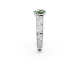 White gold Fancy Green Heart  Cut Solitaire Engraved Band with Four-Prong Setting_2