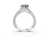 White gold Fancy Green Heart  Cut Solitaire Engraved Band with Four-Prong Setting_3