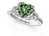 White gold Fancy Green Heart  Cut Solitaire Floral Diamond Ring with Four-Prong Setting_1
