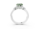 White gold Fancy Green Heart  Cut Solitaire Floral Diamond Ring with Four-Prong Setting_3