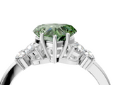 White gold Fancy Green Heart  Cut Solitaire Floral Diamond Ring with Four-Prong Setting_4