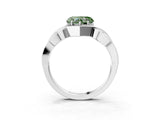 White gold Fancy Green Heart Cut Solitaire Intertwined Band Prong Setting Ring_3