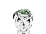 White gold Fancy Green Heart Cut Solitaire Intertwined Band Prong Setting Ring_5