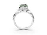 White gold Fancy Green Heart Cut Solitaire Leaf-Inspired Engagement Ring with Prong Setting_15