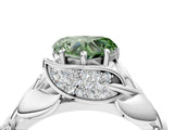 White gold Fancy Green Heart Cut Solitaire Leaf-Inspired Engagement Ring with Prong Setting_16
