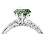 White gold Fancy Green Heart Cut Solitaire Milgrain Engraved Band with Four-Prong Setting_4