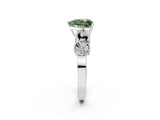 White gold Fancy Green Heart Cut Solitaire Milgrain Leaf Band with Prong Setting_14