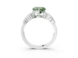 White gold Fancy Green Heart Cut Solitaire Milgrain Leaf Band with Prong Setting_15