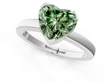White gold Fancy Green Heart  Cut Solitaire Ring with Four-Prong Setting and Classic Band_1