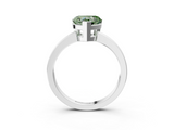 White gold Fancy Green Heart  Cut Solitaire Ring with Four-Prong Setting and Classic Band_3