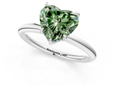 White gold Fancy Green Heart  Cut Solitaire Ring with Thin Band and Four-Prong Setting_1